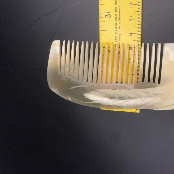 Antistatic Ox Horn Hair Comb Hand Carved Peacock Phoenix - Picture 11 of 11